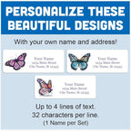 Personalized Return Address Labels - Beautiful Butterflies - 60-1000 Custom Self-Adhesive Stickers