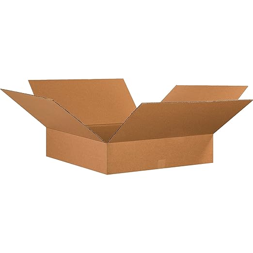 BOX USA 26x26x6 Flat Corrugated Boxes, Flat, 26L x 26W x 6H, Pack of 10 | Shipping, Packaging, Moving, Storage Box for Home or Business, Strong Wholesale Bulk Boxes