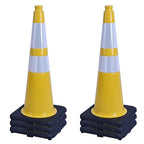 OrangeStar 6-Pack 28" Traffic Cones, Yellow Safety Cones with Reflective Collars, Heavy Duty Base for Construction, Parking Lot, Road Work, Flexible PVC, Indoor & Outdoor Use