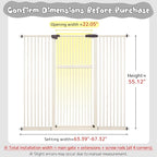 Lumizone Extra Tall Pet Gate 55.12" High Pressure Mounted 63.39"-67.90" Extra Wide (9 Sizes) 1.37" Gap for Cat Dog Stairs Doorway Hallway No Drilling Auto-Close (63.39"-67.90" W, Cream White)