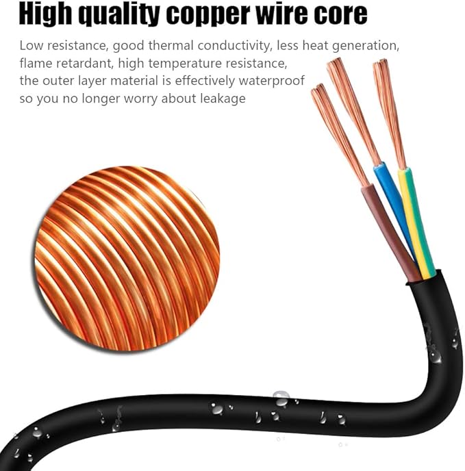 6FT 12/3 Outdoor Extension Cord, Heavy Duty 3-Outlet SJTW Indoor/Outdoor Three-Prong Power-Cord 12-Gauge Grounded 15-Amp 1875 Watts