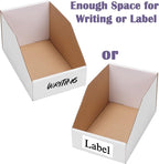 EXYGLO Cardboard Storage Bins 35 Pack, 9.4x4x4.5 Inch Cardboard Boxes, Corrugated Organizer Bins for Pantry, Shelves, Garage, Office, Shop, White