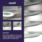 Neatfi 1,200 Lumens Super LED Magnifying Lamp with Clamp, Dimmable, Includes Microfiber Cleaning Cloth, 5 Inch Diameter Lens for Reading, Sewing, Crafting (White, 8 Diopter)