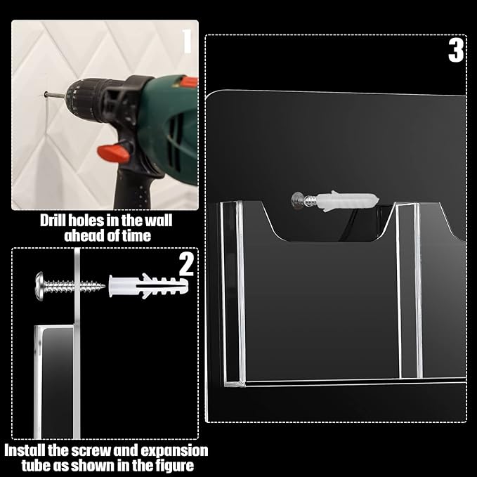 Eersida Acrylic Brochure Pamphlet Holder Brochure Display Stand Business Tri Fold Multi Slot Holder Rack Wall Mount Clear Pocket Space Saver for Flyer Literature Menu Advertise(12 Pockets)