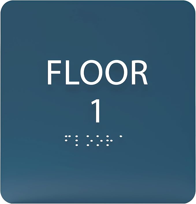 Cold Blue ADA Floor 1 Sign with Braille – Made from Durable Acrylic and Ready to Mount