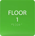 Light Green ADA Floor 1 Sign with Braille – Made from Durable Acrylic and Ready to Mount