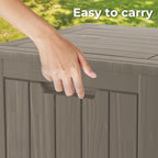 50 Gallon Lockable Resin Deck Box, Waterproof & UV-Resistant Outdoor Storage Box for Outdoor Cushion Storage, Garden Tools & Pool Accessories Storage, Gray