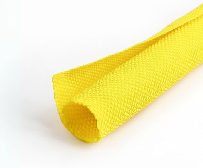 5/8 inch Split Braided Cable Management Sleeve for USB Cable Power Cord Audio Video Cable, Wire Loom Cord Protector from Cat Dog Chewing (Yellow, 25FT)