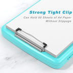 Rimilak Plastic Clipboard with Storage, 8.5 x 11 High Capacity Folio Nursing Case with Pen Holder, Size 14.2 x 9.6 x 1.2″ Folder Side-Opening for Classroom, Teacher, Smooth Writing, Mint Green