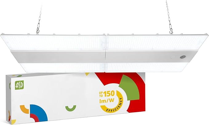 ASD LED Linear High Bay Light Fixture, Commercial Shop Lighting | Dimmable, Power Adjustable, DLC Premium, UL Listed | 500W 75000LM 5000K 100-277V | Warehouse, Garage, Workshop Lamp | White