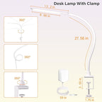 LED Desk Lamp With Clamp, 10W Gooseneck Lamps Touch Control,Swing Arm Clamp Lamp, Architect Clamp Desk Lamp Dimmable,Nail Lamp for Desk Table (White)