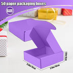 Small Shipping Boxes, 50 Pack Cardboard Box Corrugated Mailer Boxes Small Corrugated Boxes For Shipping Packaging Craft Gifts Giving Products, 6 x 4 x 1.6 Inches (Purple)