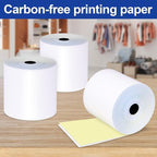 (50 Rolls) 2 Ply Carbonless Rolls 3" X 95 Feet White/Canary Receipt Paper for Restaurants & POS Cash Registers, Kitchen Printer Paper for Star Micronics SP700 SP2000 and more (3" 2 Ply 95' Carbonless)