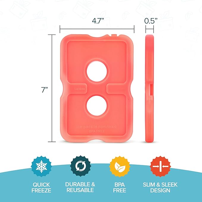 Healthy Packers Reusable Ice Packs for Lunch Boxes - Long Lasting Slim Freezer Packs, Thin Non-Toxic BPA-Free Hard Gel Ice Blocks for Coolers, Kids & Adults Lunch Bags, Travel, Camping, Food Storage