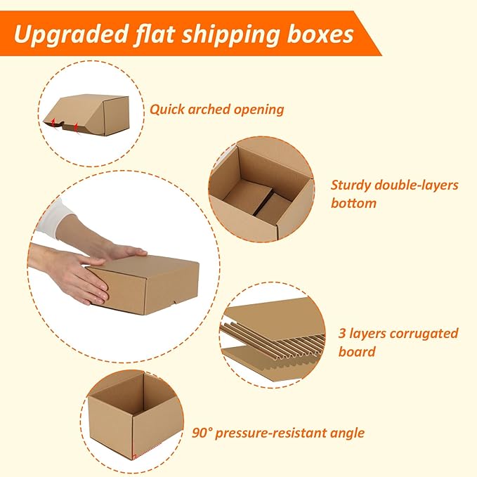 HORLIMER 40 Pack 7x5x4 Shipping Boxes, Brown Corrugated Cardboard Box for Mailing, Packaging, Small Business