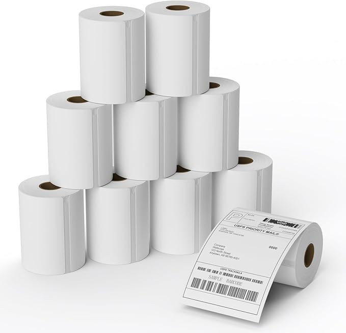 4"x6" (10 Rolls) BESTIKER Direct Thermal Shipping Labels Compatible with 4XL Label Writer 1744907, 1755120, Perforated Postage Label Paper for Thermal Printer, 220 Labels/Roll