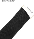 MECCANIXITY Braided Cable Sleeves Heat Shrinkable Fabric Sleeving, 5/8" 16ft Black 2:1 Ratio Heat Shrinkable Cord Protector for Harness Cable, Network Cable Protection, Cable Management
