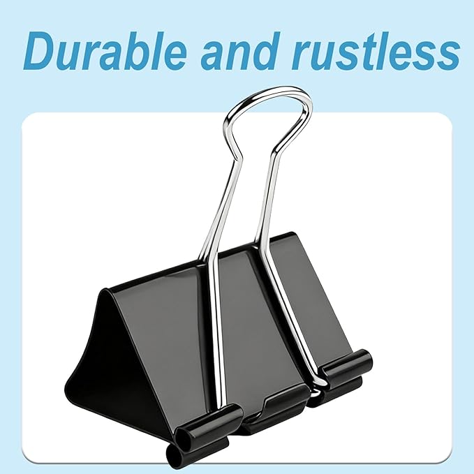 3 Inch Extra Large Binder Clips (24 Pack), Black Jumbo Binder Clips, Heavy Duty Paper Clamps, Big Metal Paper Clips for Office, Home, School, Art Supplies