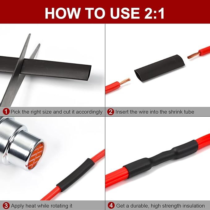 Chanzon 2:1 Ratio - 80Ft Roll - 5/16" (8mm) Heat Shrink Tubing 2:1(25M Total Length) Red Polyolefin Sleeving Wrap Shrinking 2 to 1 1pcs