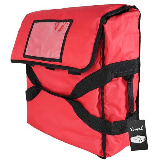 Pizza Bag, Thermal Pizza Delivery Bags Insulated Food Delivery Bag Professional Pizza Warmer Carrier Bags Moisture Free Hold Up to 4-16" or 3-18" (Red, 20"X20"X9")