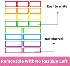 STARLIBOO Colored Labels, Removable Labels Stickers, Self-Adhesive Rectangular Stickers Water/Oil/Tear Resistant for Storage/Classroom/Home (2 Size, 300 Labels)