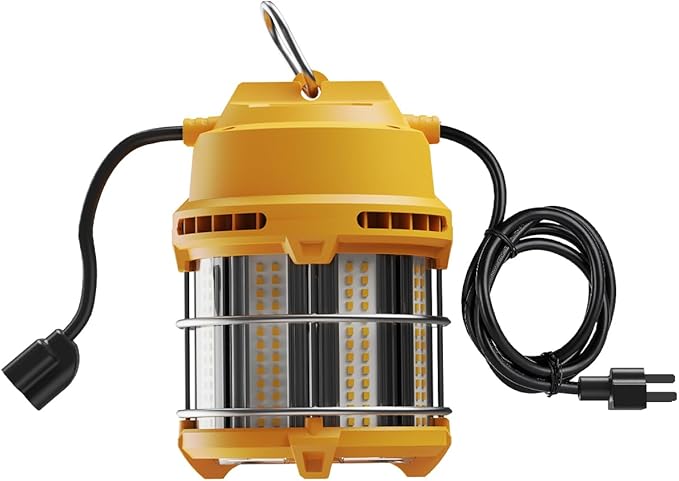 60W LED Temporary Work Lights - Construction Lighting Temp High Bay Fixture, Hanging Temporary Work Lights for Workshop Jobsite