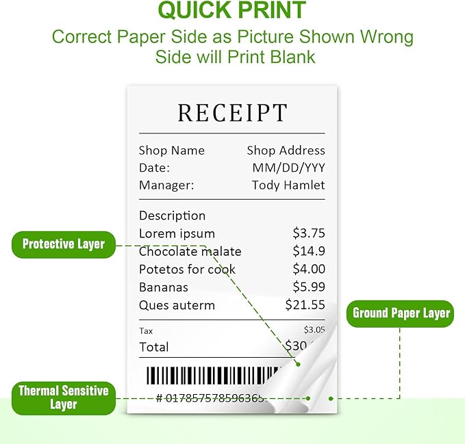(100 Rolls) 2 1/4 x 50 Thermal Receipt Paper, White BPA-Free, Compatible with POS, Credit Card Terminals and Most Register Machines