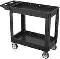 550LBS Utility Cart, 2-Tier 40x17 Inch Utility Cart with Wheels,Heavy Duty Service Cart-Lipped Shelves,Ergonomic Storage Handle and Swivel Wheels for Warehouse, Garage, Cleaning,Black