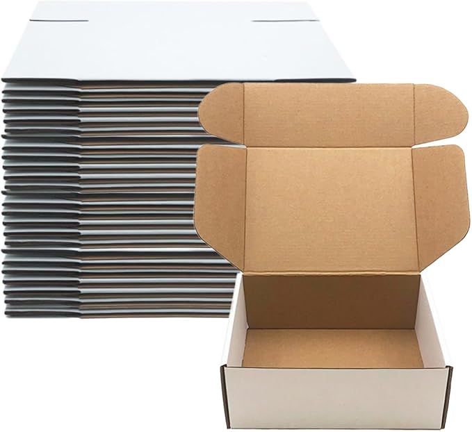 8x6x3 inch Shipping Boxes Set of 25,White Corrugated Cardboard Box for Mailing Literature Mailer Small Business Packing Gifts Shipping Packaging Craft Giving Products (8 x 6 x 3 Inches)