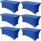 Obstal 6 Pack Stretch Spandex Table Covers for 6 Foot Tables - 6 FT Universal Rectangular Fitted Tablecloth Protector for Wedding, Banquet, Party (Royal Blue, 72 Length x 30 Width x 30 Height Inches)