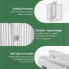Dog Gates for Doorways, Tall Dog Gate Indoor, Foldable Pet Gates for Doorways Bedroom, Freestanding Puppy Gate with Metal Support Feet, Room Divider 3 Panels (White)