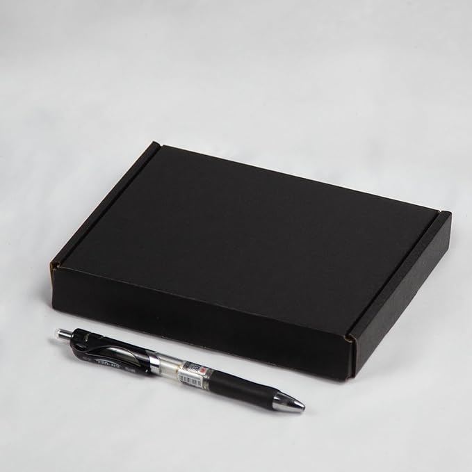 50 Pack 7x5x1 Inches Small Shipping Boxes, Black Corrugated Cardboard Boxes, Moving Mailing Packing Box