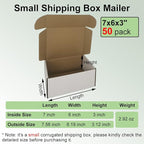 25 Pack 7x6x3'' Shipping Boxes, White Corrugated Cardboard Mailers for Mailing Packaging Small Business(W763-25)