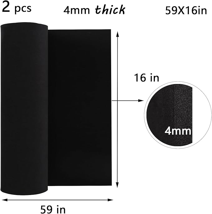 2Pcs EVA Foam 4mm, Cosplay Foam 16x59 inch Black, High Density 90 kg/m³, for Craft Projects Cosplay Costumes, Fake Weapons, Decorations, Christmas, Easter, Thanksgiving, etc.