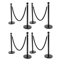 8 Packs Stanchion Posts Black Stainless Steel Stanchion Post Queue 5 ft Black Velvet Rope Red Carpet Ropes and Poles Crowd Control Barriers with Fillable Base for Theaters Wedding Exhibition