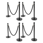 8 Packs Stanchion Posts Black Stainless Steel Stanchion Post Queue 5 ft Black Velvet Rope Red Carpet Ropes and Poles Crowd Control Barriers with Fillable Base for Theaters Wedding Exhibition