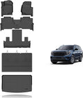 KELCSEECS® Floor Mats & Cargo Liner with Seatback Mats for 2021-2024 Ford Expedition Max(Only Fit Max) 7 Seats with 2nd Row Bucket Seat, All Weather Protection TPE Liners Full Set Accessories Black