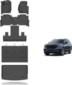 KELCSEECS® Floor Mats & Cargo Liner with Seatback Mats for 2021-2024 Ford Expedition Max(Only Fit Max) 7 Seats with 2nd Row Bucket Seat, All Weather Protection TPE Liners Full Set Accessories Black