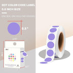 PARLAIM 1/2 Inch Round Adhesive Color-Code Dot Stickers,500 Stickers Inventory Dots Label in Dispenser Box,Lavender Circle Coding Labels for Office Home (Lavender)