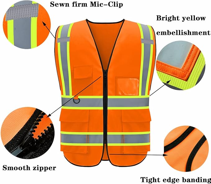 BeautyWill Custom Safety Vest Logo Class 2 High Visibility Reflevtive Vest Outdoor Protective Workwear