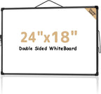 MaxGear White Board for Wall 24" x 18", Double Sided Dry Erase Board, Magnetic White Board Hanging Whiteboard for Home, School, Office, Black Frame