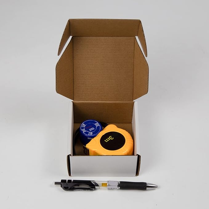 50 Pack 4x4x2 Inches Small Shipping Boxes, White Corrugated Cardboard Boxes, Moving Mailing Packing Box