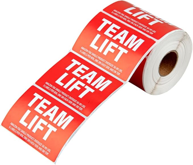 Restaurantware Label Tek 3 x 2 Inch Packaging Stickers 500 Premium Shipping Labels - Team Lift Sustainable Red Paper Inventory Stickers High-Visibility with Strong Adhesives