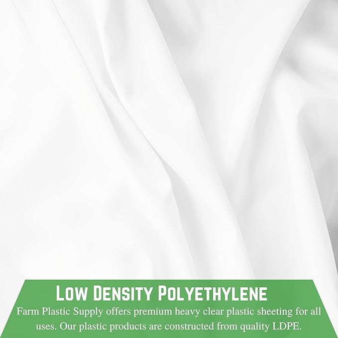 Farm Plastic Supply - White Plastic Sheeting - 6 mil - (6' x 100') - Thick Plastic Sheeting, Heavy Duty Polyethylene Film, Drop Cloth Vapor Barrier Covering for Crawl Space