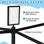Geelin 6 Pack 6.6ft Heavy Duty Crowd Control Stanchions Stainless Steel Stanchion Set with Safety Barrier Post with Retractable Belt and Sign Holder Crowd Control Barrier