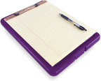 Clipboard with Storage Slim Folding for Nursing, Teachers, Coaches & Office, Plastic Heavy Duty with Pen Holder (9.5” x 13.5”) (Purple)