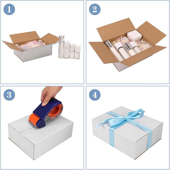 Hoikwo 9x7x3 Shipping Boxes Set of 30, White Corrugated Cardboard Box for Small Business for Packaging Mailing