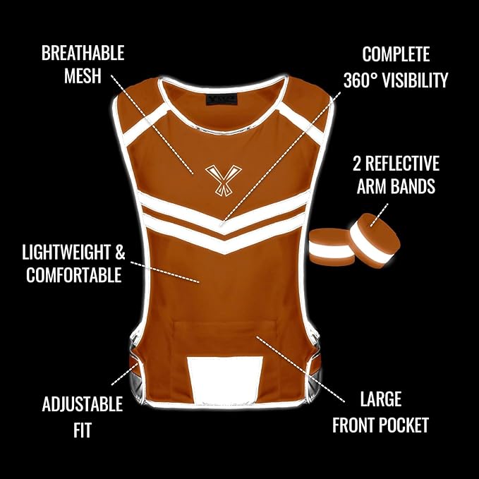 Running Reflective Vest, Inside Pocket & 2 Bands, High Visibility Reflective Running Vest for Night Running Walking Cycling