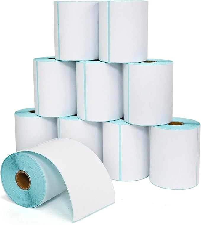 L LIKED 2500 PCS 4"x6" Thermal Shipping Labels, 250 Labels/Roll, White Perforated & Strong Adhesive Direct Thermal Labels, Compatible with Zebra, Rollo (10 Rolls)