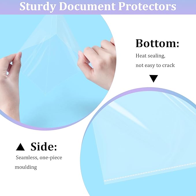AKONEGE 100 Pack No Holes Sheet Protectors 8.5 x 11 Inch Letter Size Page Protectors for Documents, Prints, Top Loading Heavyweight Clear View Plastic Sleeves for Papers, Artworks, Photos